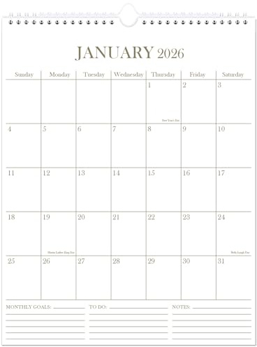 Calendar 2026-2027 - Wall Calendar from August 2026 - December 2027, 2026-2027 Wall Hanging Calendar with Thick Paper, 12 x 14.5, Gold