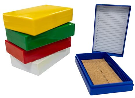 CryoKing 5 Stück Objektträger Mikroskop Box, Objektträger Aufbewahrungsbox, Box für objektträger, Objektträger Kasten, Präparatekasten Mikroskop, Mikroskop Objektträger Box für 25 Objektträger