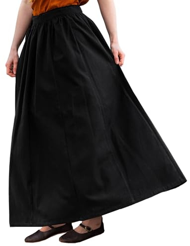 Leonardo Carbone® Damkjol, konststans, dragsko i midjan | flytande silhuett | karneval, halloween, cosplay, LARP, medeltid, kostym, kläder, festival | 100 % bomull, svart, L-XL