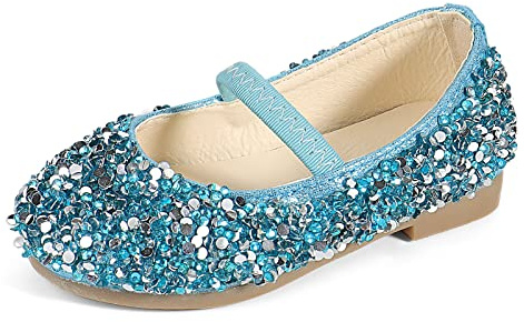 MK MATT KEELY Flickor prinsess ballerinaskor, ballerinaskor, frusna babyparty-skor, Blå, 31 EU