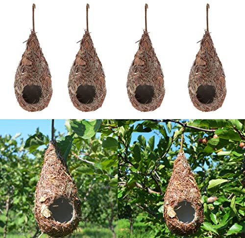 4pcs artificiale paglia nido uccello casa cova allevamento erba grotta per pappagalli uccelli decorazione giardino esterno