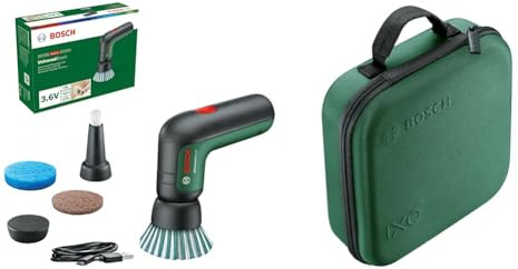 Bosch Home and Garden Cepillo de Limpieza eléctrico UniversalBrush (Incluye batería de 3,6 V integrada, 1 Cable Micro USB y 4 Accesorios de Limpieza, en Caja de cartón)+Bosch Estuche de almacenamiento