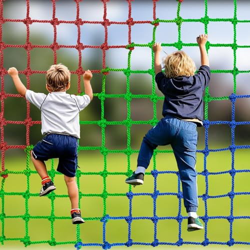HARERNET Climbing Net for Kids Outdoor Polyester Playground Climbing Cargo Net Heavy Duty Large Military Climbing Net for Rope Ladder Playground Swingset Treehouse Jungle Gyms (5×6.56FT)