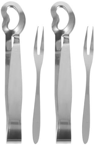 TOYANDONA 4 pièces Set Ustensiles Cuisine Acier Inoxydable pour Escargots et Fruits de Mer Pinces et Fourchettes Résistantes Faciles à Nettoyer Maison et Restaurant