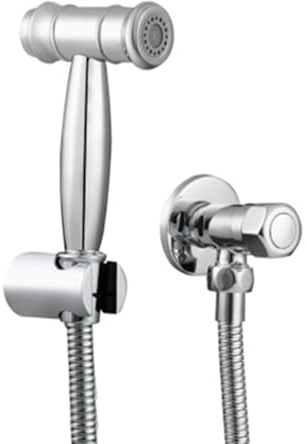 Set di spruzzatore per bidet portatile, cromato, a parete, con tubo da 1,5 m, per l'igiene del bagno, pressione regolabile, facile installazione, soluzione ecologica