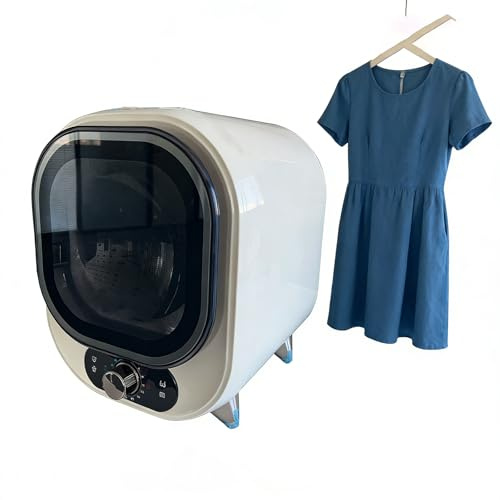 Kompakt mini-torktumlare – 35 dB tyst torktumlare, 2 torklägen: Kall/varm luft, 0,8 kg kapacitet, perfekt för lägenhet eller husbilsanvändning