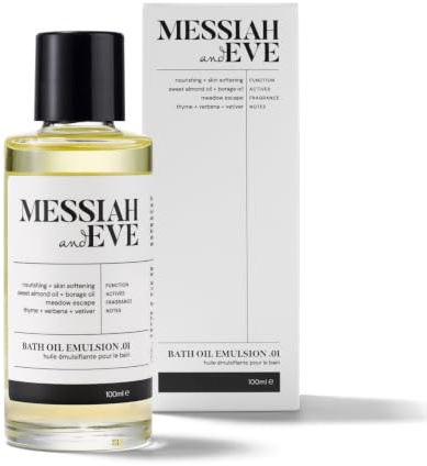 MESSIAH and EVE Luxury Bath Oil for Women & Men | Relaxing Aromatherapy Bath Soak with Essential Oils | Hydrating Bubble Bath for Dry & Rough Skin | Vegan Bath Oil for Stress Relief & Self Care