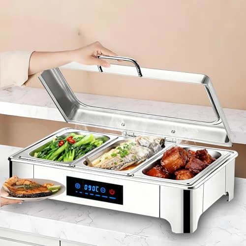BOVDC 9L Chafing Dish Elettrico Temperatura Regolabile 35-85℃ (1/3 Pan)