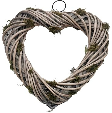 Ashland 15 Willow Heart with Moss Wreath, Spring Floral for Crafting and Home Decor