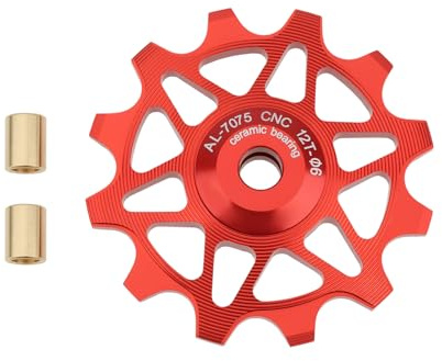 VGOL Galet de Dérailleur Vélo 12T Rouge Poulie Céramique Compatible avec Shimano Compatible avec SRAM