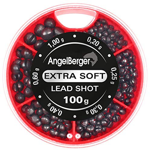 Angel-Berger Schrotblei Bleischrot Sortiment Klemmblei Lead Shots (Fein, 100g)