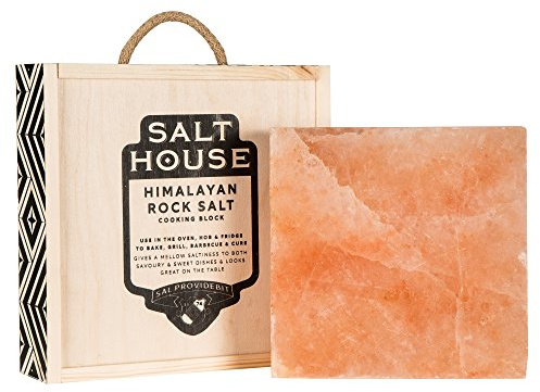 Himalayan Pink Salt Cooking Block with Presentation Gift Box and Cooking Guide Square 20 x 20 x 5 CM