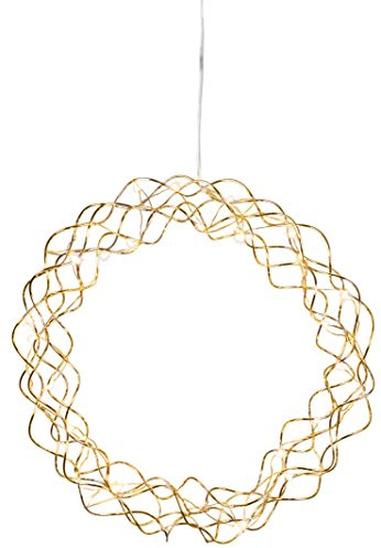 Star Trading LED-Dekoleuchte Curly Dewdrops ca. 30 x 30 cm, 30 warmwhite LED, Material: Metall, messingfarben, transparentes Kabel mit Trafo