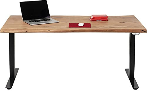 Kare Design Schreibtisch Office Akazie Schwarz höhenverstellbar 160x80cm, Elektrisch höhenverstellbar mit Doppelmotor, Stufenlos höhenverstellbares Tischgestell inkl. Tischplatte, Steh-Sitz Pult