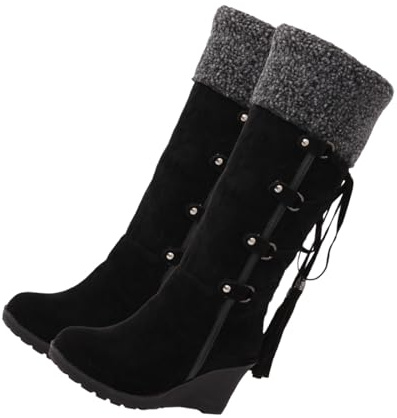 Stivale Invernale Da Donna Stivaletti Invernali Da Donna Stivale Equestre Da Neve Al Ginocchio Scarpe Invernali Da Stivali Con Zeppa Di Neve Ragazza Pelliccia Mancare
