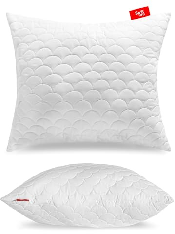 Quiltad premiumkudde SOFTIMI – antiallergisk – anti-kvalster – luktlös kan användas omedelbart – med hårdhet justering (70 x 90 cm)