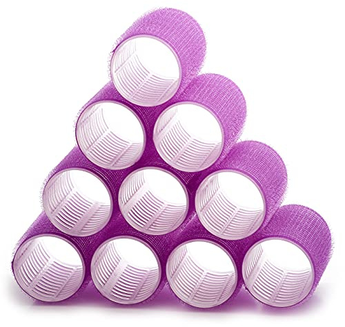 KHEERANA 10 Self Grip Black Hair Rollers Medium Curlers For Short & Long Hair Salon Hairdressing Curler Self Holding DIY Roller (44MM, 44MM)