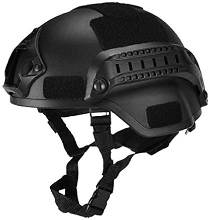 GEQIAN Military Tactical Helmet Cycle Helmet Airsoft Gear Paintball Head Protector Mens Women for Bike Riding - with Night Vision Sport Camera Mount, Black