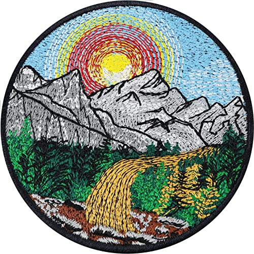 Écusson Thermocollant Patch Save the Earth MONTAGNES & PAYSAGE | Autocollant résistant aux intempéries | Image brodée à repasser | Patch pour les amateurs de plein air | 80x80mm