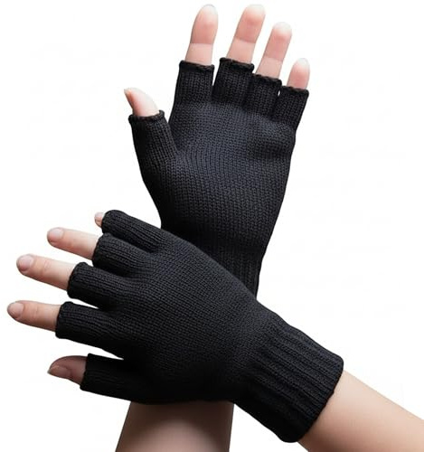 HiFEN® Fingerlösa handskar för kvinnor vinter termiska handskar varma mjuka stickade halvfingrar vantar för damer en storlek
