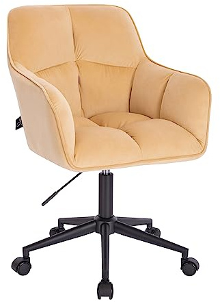 SVITA Jerry Schreibtischstuhl mit Armlehnen höhenverstellbar Drehstuhl mit Rollen Samt Beige