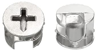 DTGN 15x12mm(DxH) Camme Bloccaggio Dado - 15Pz - Ottimo per Legno Guardaroba Table Libreria - Mobili Camme Bloccaggio Raccordi Connettori - Argentato