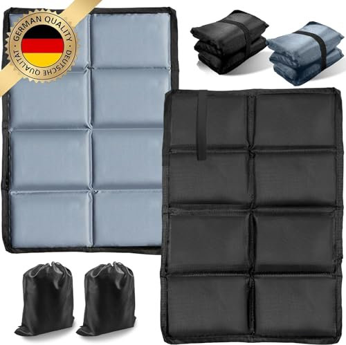 2er Pack Outdoor Sitzmatte, Faltbares Tragbar Sitzkissen, Sitzunterlage Kinder Sitzmatte, Sitzmatte Wasserdicht mit 2 Aufbewahrungstasche, Für Stadion, Wandern, Spielplatz, Picknick(Schwarz+Grau)