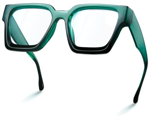 livho Oversized Eyewear Frame for Woman and Men - Rectangle Fashion Glasses for Computer, Chic Preppy Frame