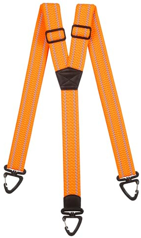 Olata Bretelles Alta Visibilità con Strisce Riflettenti, Clip a Moschettone di Plastica - 4cm. Arancione (Y-Forme)