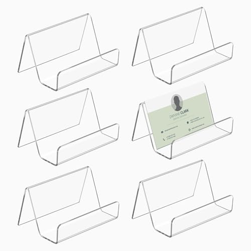 Bczhieulw 6 PCS porte carte de visite en acrylique，presentoir carte de visite, support carte de visite，pour afficher des cartes de visite, cartes de position, Badge nominatif, etc