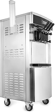 SmPinnaA Macchina per Gelato Soft Commerciale 2200W 20-28L / H Macchina per Gelato Doppia Tramoggia da 6 Litri Macchina per Fare Il Gelato Ykf-8228H,Nero-with Cone Holder