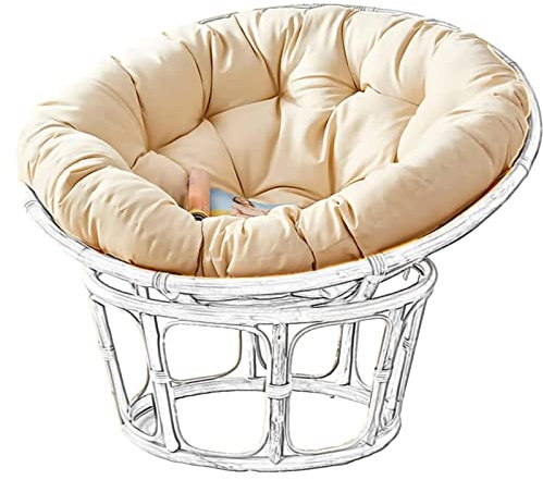 Papasan - Cojín redondo para silla mecedora, impermeable, para exteriores, extragrande, para sillón Papasan, color negro y azul, 100 x 100 cm