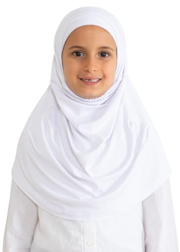 Prien Easy To Wear Hijab For Girls, Muslim Scarf for Kids, Instant Hijabs For Women, Viscose Children Scarves For Ramadan Eid (White)