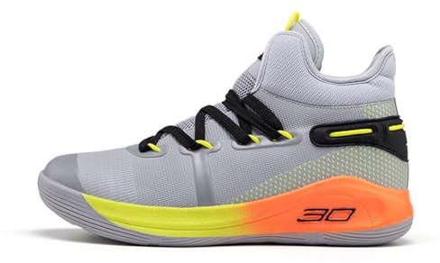 Hixingo Zapatillas de Baloncesto Hombre, Basketball Shoes Adulto Deportivas Zapatillas Running Deportivas Antideslizantes, N° 30 Unisex Transpirable Sneakers de Correr (Gris,43)