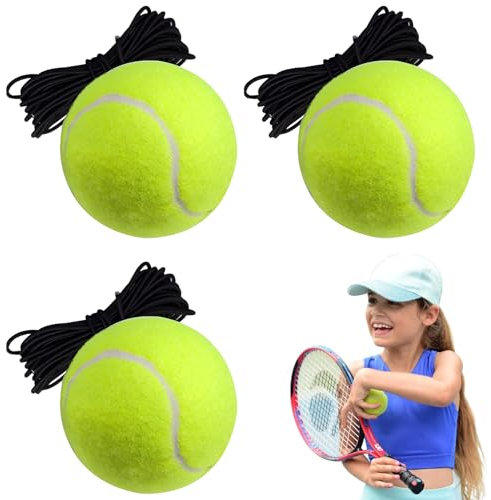 AONAYO 3er-Pack Tennisball Mit Schnur,Tennisball Mit Schnur Tennis Trainer,Twistball,Tennistraining Tennistrainer,Reboundball Swingball,Ball Mit Schnur,Geeignet FüR Tennistraining Drinnen Und DraußEn