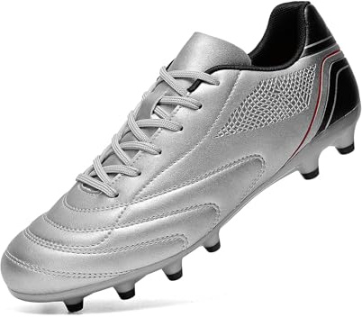 HaloTeam Scarpe da Calcio Uomo Spikes Tacchetti Professionale Scarpe da Allenamento Leggero Antiscivolo Scarpe da Calcetto,Grigio,EU 39