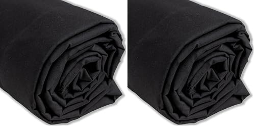 IPEA Tissu en Popeline de Coton Noir – 200 cm x 150 cm – Made in Italy - Coton pour Couture, Vêtements, Doublures, Décoration, Accessoires, Patchwork, – Tissu Toile pour Coudre (Lot de 2)