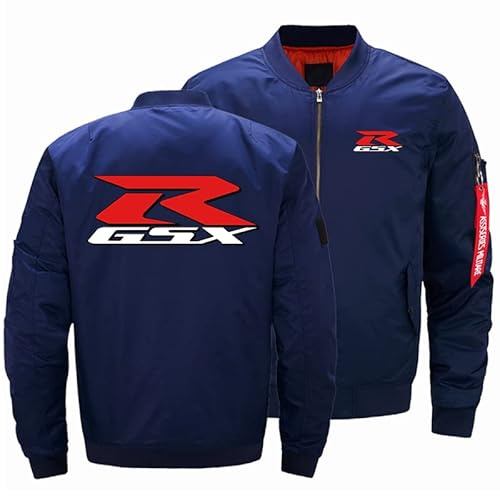 WDOZHGF Baseballjacka för män med ståkrage klassisk pilotstil G.S.X-R sportiga fritidskläder långärmad, Färg: blå, XXL