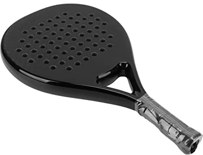 Cosiki Racchetta da Beach Tennis, Racchetta da Tennis Nera Interamente in Fibra di Carbonio, Strumento Sportivo con Nucleo in Memory Foam EVA con Cinturino da Polso e Testa Quadrata Dal Viso