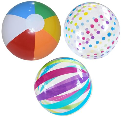 Beach Ball Inflatable, Giant Beach Ball Set for Swimming Pool and Outdoor Activities, Large Blow Up Ball Collection with Assorted Designs, 40 Cm Diameter Beach Balls for Kids