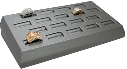 Novel Box 18-Slot Silver Leatherette Rings/Earrings/Cufflinks Holder Tray 8.25x4.5x1.75 Inches - Ring Holder Organizer for Selling or Personal Use - Jewelry Display Trays for Special Occasions