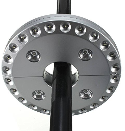 Parasol LED Light, SurLight 28 LEDs 110 Lumen, 3 Level Dimming Switch, 4 x AA Battery Operated, Adjustable Umbrella Pole Lights for Patio Umbrellas Camping Tents Outdoor Use Garden (Silver)