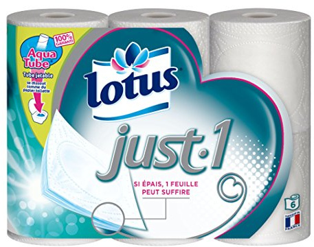 Lotus Just.1 - Papier toilette 5 épaisseurs Blanc - 6 rouleaux