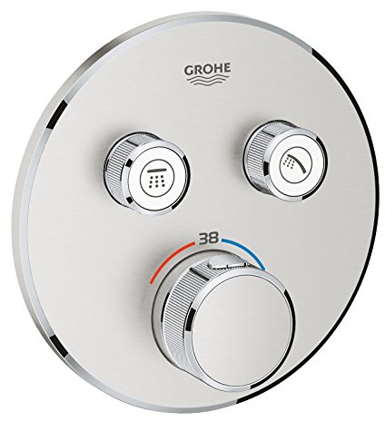 Groh växterm smartkontroll, dusch- och duschsystem – termostat med 2 avstängningsventiler, superstål, 29119DC0