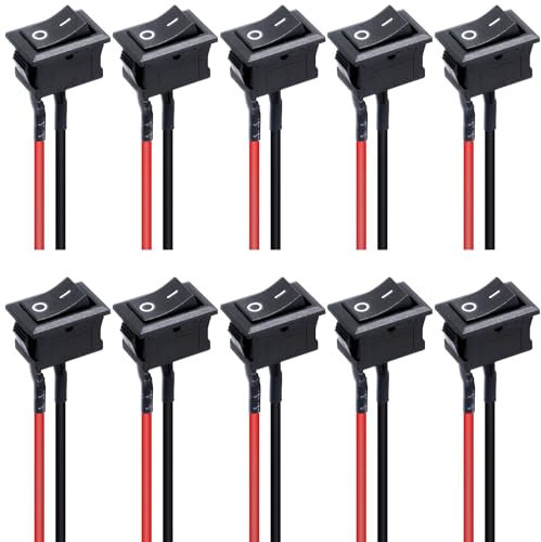 Taiss/ 10 stücke Kippschalter Solder SPST ON/Off Mini Boot Wippschalter 2Pin Toggle SPST Schalter Snap mit Linien KCD1-X-F