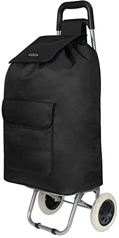 ARIANA 61Ltr Lightweight 2 Wheel Large Shopping Trolley Shopping Cart Grocery Bag Shopper - ST54 (Plain Black)
