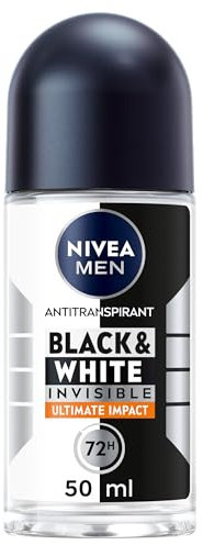 NIVEA MEN - Deodorante antisudorazione Bille Black&White Ultimate Impact 50 ml, antisudorazione uomo protezione 48H, traspirante senza alcool