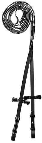 Exion Super Soft Bio Rubber Horse Reins – Non-Slip Grip & Vegetable Tanned Leather – 5/8” English Bridle Reins with Martingale Stoppers – Durable Stainless Steel Hardware for Dressage & Jumping