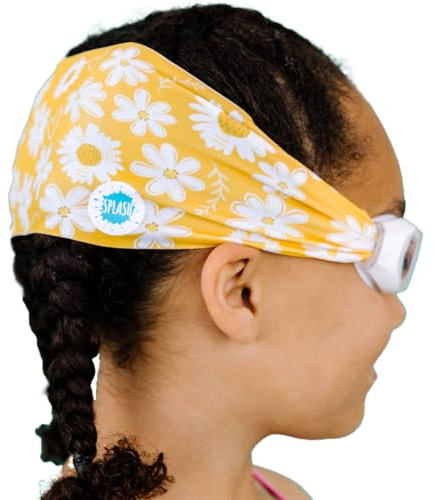 Splash Place KIDS SWIM GOGGLES with Fabric Strap - DAISY LOVE | Fun, Fashionable, Comfortable - Tangle-Free, Swimming Goggles for Kids, Comfy Fabric Strap Goggles