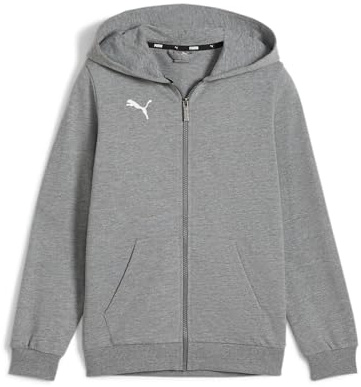 PUMA Boys Teamgoal Casuals Hooded Jacket Sweat, Medium Gray Heather-puma White, 164 EU